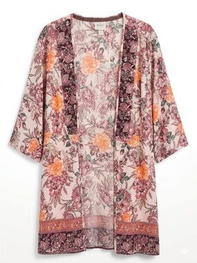 Knox Rose Kimono Duster - Floral Midi - Pink Multi Floral